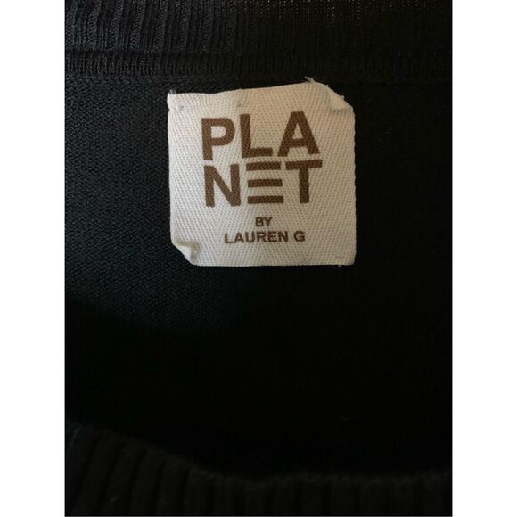 PLANET by Lauren G sweater top black and white women's - Picture 3 of 4